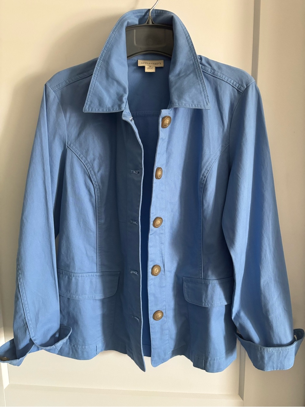 Appleseed's Sky Blue Button-Front Utility Jacket  
100% Cotton  Lightweight SZ S